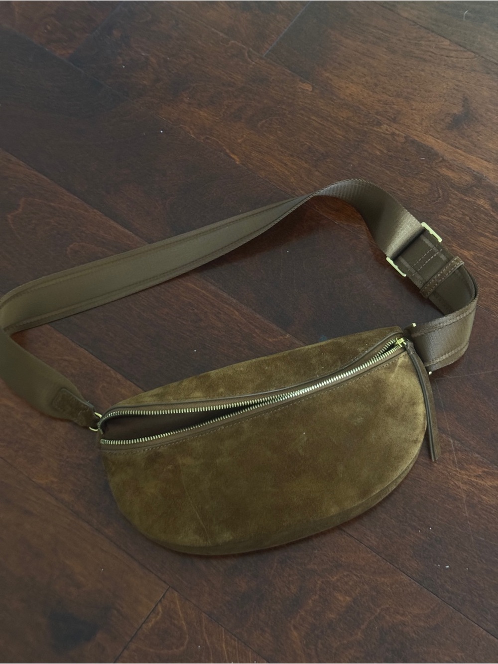 Quince Suede Belt Bag — Cognac Brown